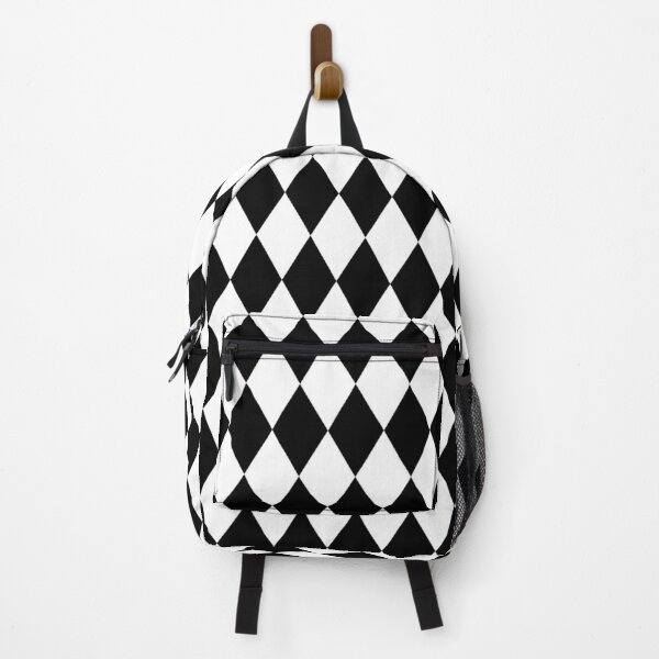 Black And White Rhombus Diamonds Pierrot Circus Clown Geometric Style Backpack