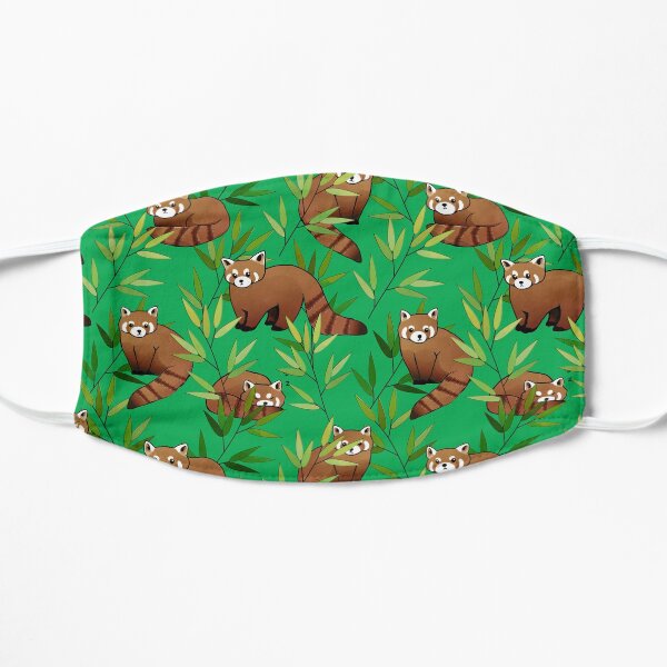 Red Panda & Bamboo Leaves Pattern Flat Mask