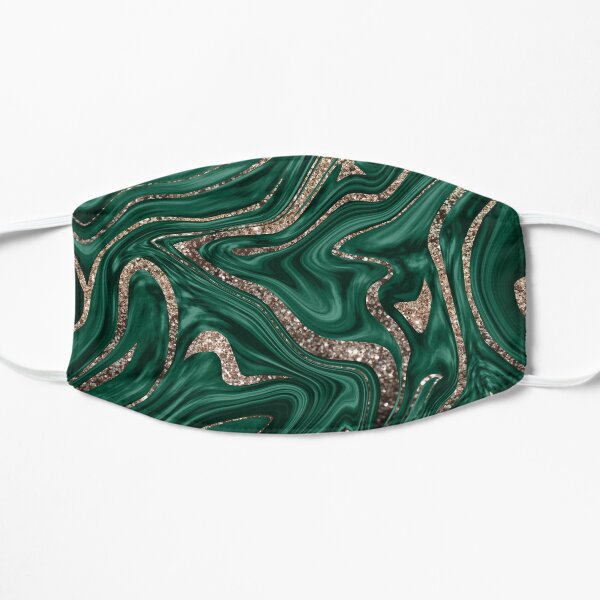 Emerald Green Black Gold Glitter Marble #1 (Faux Glitter) #decor #art Flat Mask
