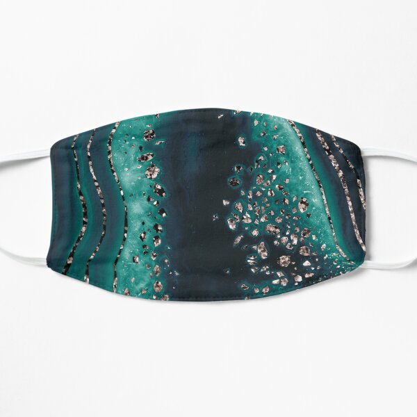 Agate Rose Gold Glitter Glam Night #3 (Faux Glitter) #gem #decor #art Flat Mask