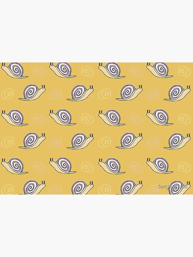 Illustrated Snail and Swirls Pattern by tanyadraws