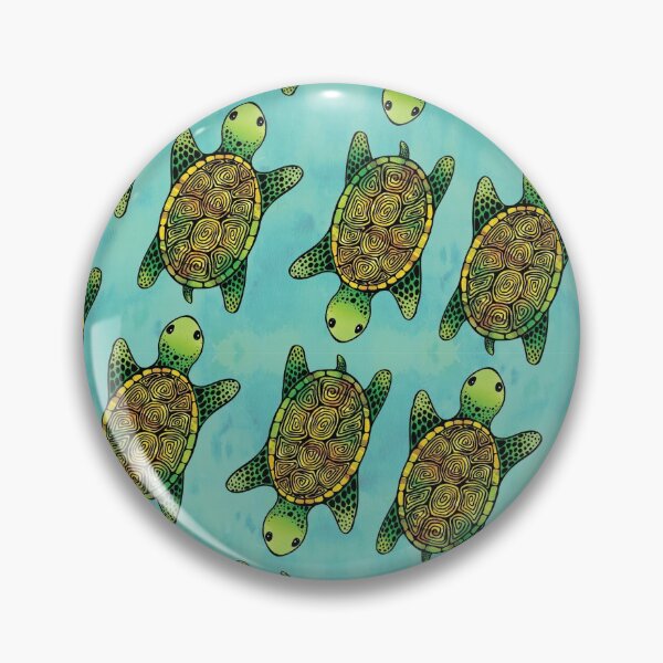 Item preview, Green Watercolour Ink Drawn Turtle Pattern designed and sold by tanyadraws.