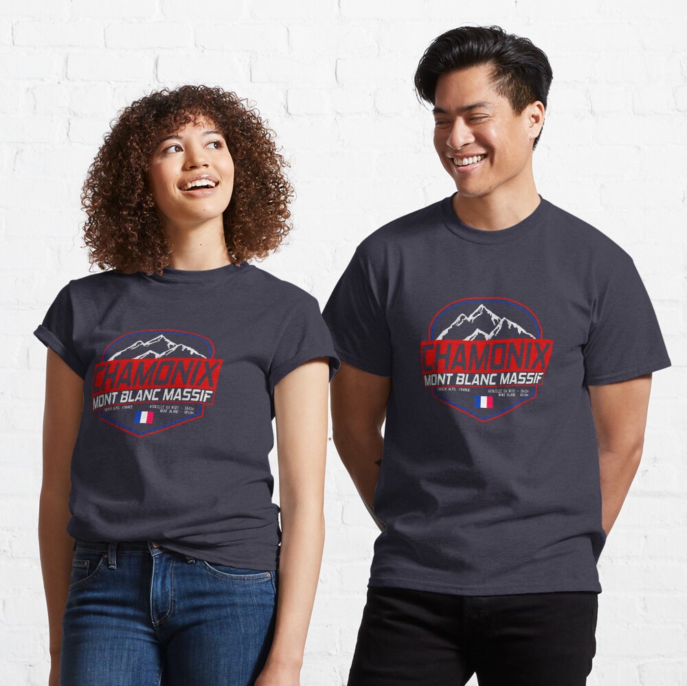 Retro Ski Chamonix Mont Blanc France Skiing and Mountain Biking Paradise Classic T-Shirt