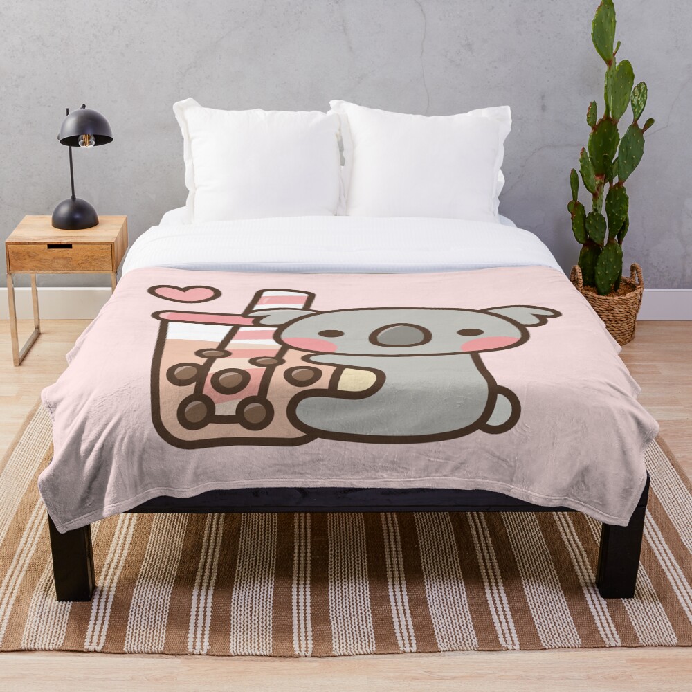 Lindo oso de koala y té de burbujas Manta