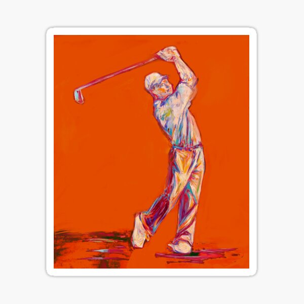 Golfer in orange Sticker
