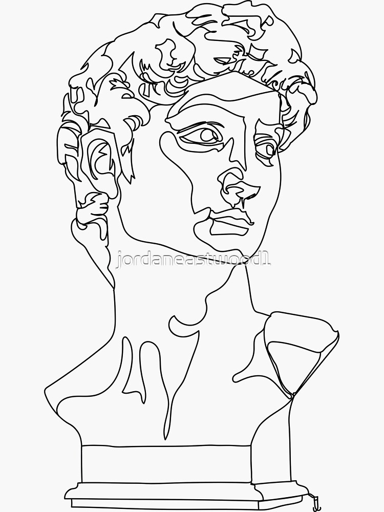 Michelangelo's David, Greek Statue - One Line Drawing by jordaneastwood1