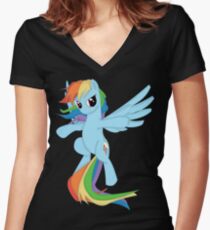 Rainbow Dashing Women's Fitted V-Neck T-Shirt