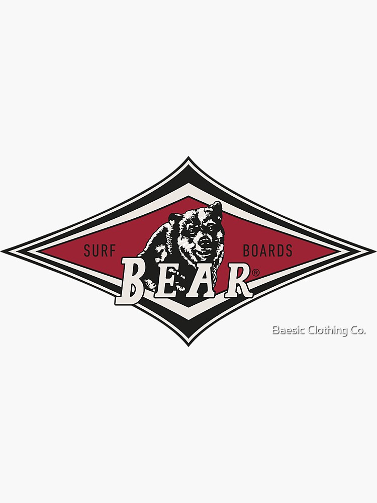 Aperçu 3 sur 3. Sticker avec l'œuvre Planches de surf Baesic Bear créée et vendue par BaesicClothing.