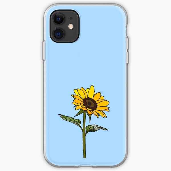 Aesthetic Sunflower on Light Blue iPhone Soft Case