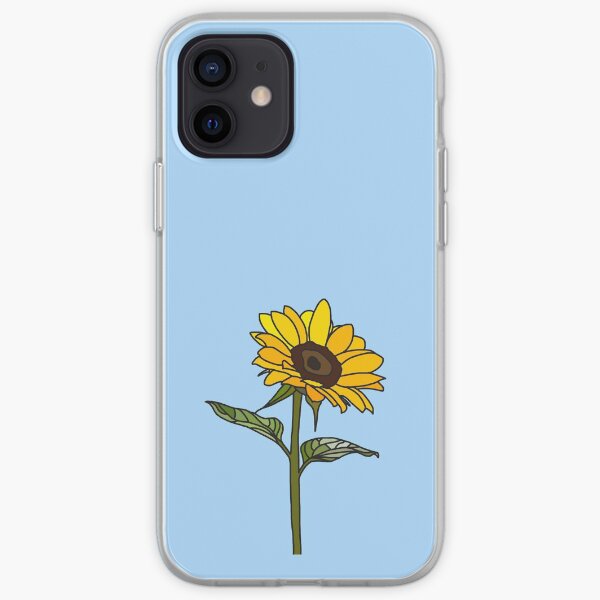 Aesthetic Sunflower on Light Blue iPhone Soft Case