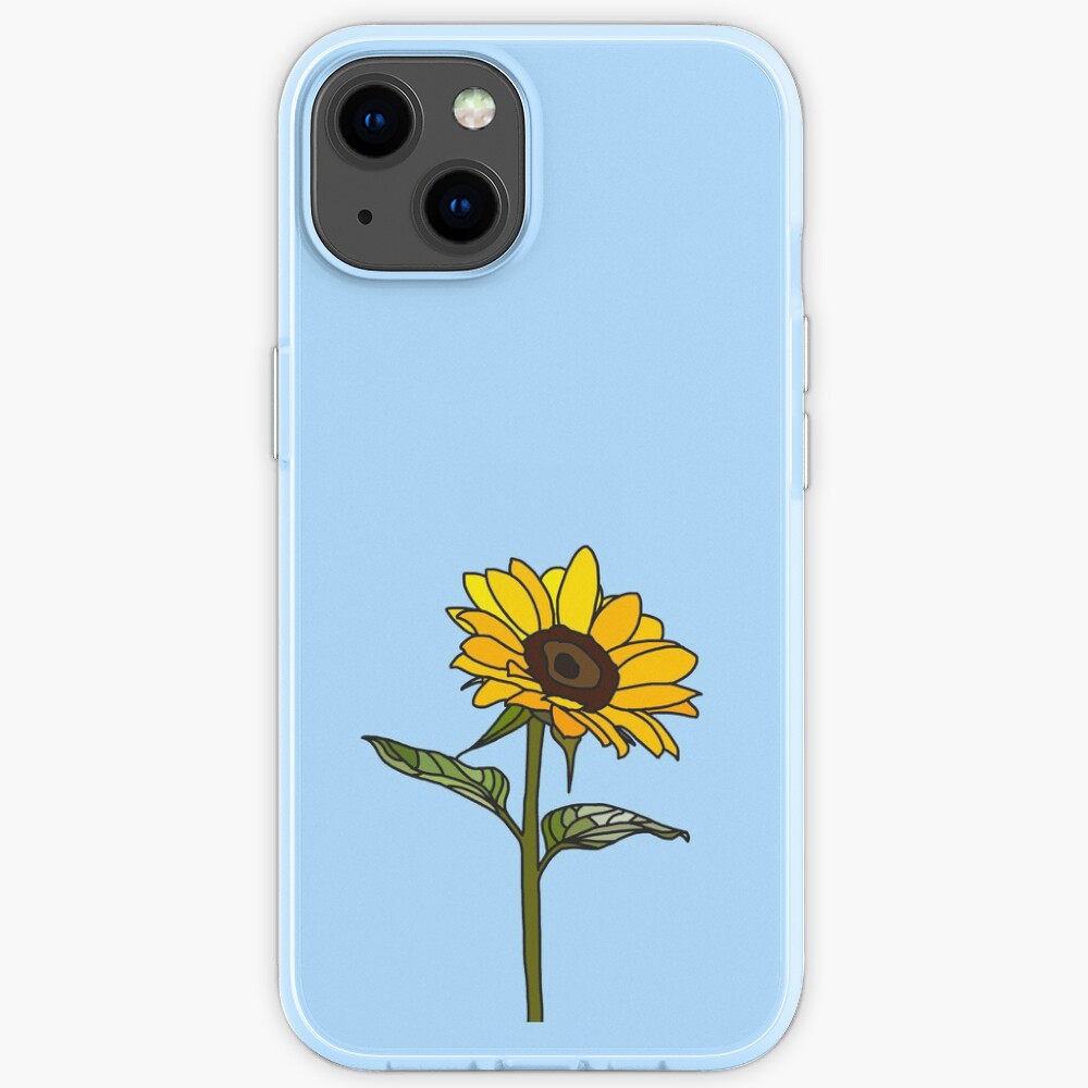 Aesthetic Sunflower on Light Blue iPhone Case