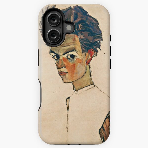 Aperçu de l'œuvre Egon Schiele - Autoportrait avec chemise rayée (1910) créée et vendue par artcenter.