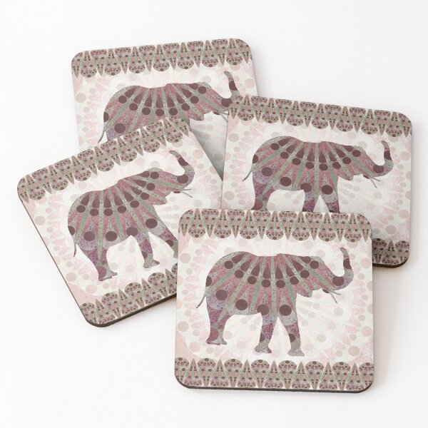 Item preview, Solitary Mandala Elephant in Pink and Brown designed and sold by WatersEdgeGal.