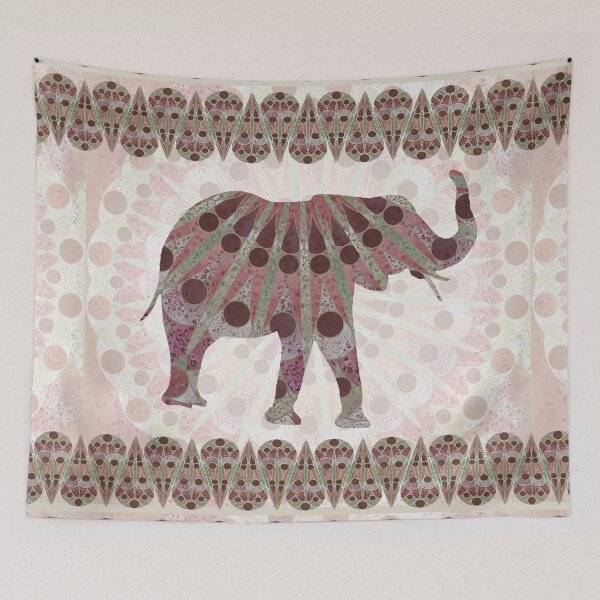 Item preview, Solitary Mandala Elephant in Pink and Brown designed and sold by WatersEdgeGal.