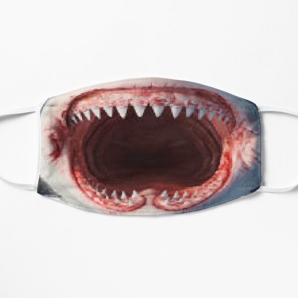 Shark Open Mouth Teeth Jaws Mask Mascarilla plana