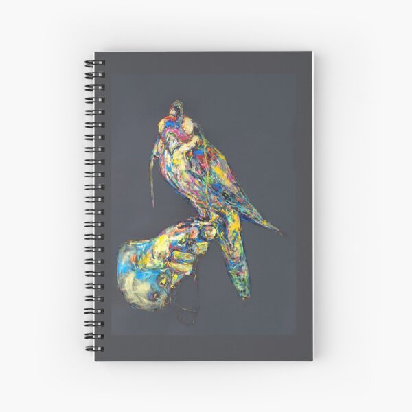 Hawk with hood on gray Spiral Notebook