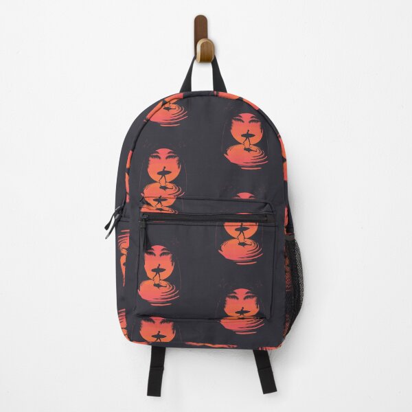 Summer poster with walking surfer silhouette sunset Backpack