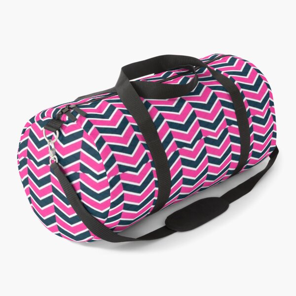 Hot Pink, Navy Blue, and White Chevron Arrow Pattern Duffle Bag