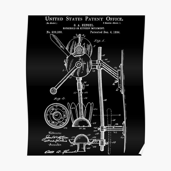 Stand Mixer Poster Print Culinary Gifts Kitchen Art Mixer Blueprint Cooking Gift