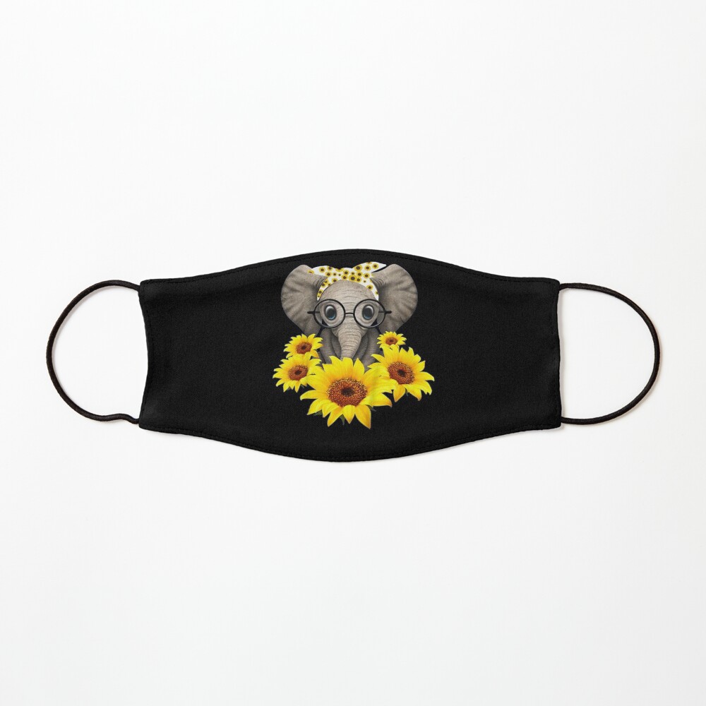 Cute Baby Elephant sunflower Glasses Mask