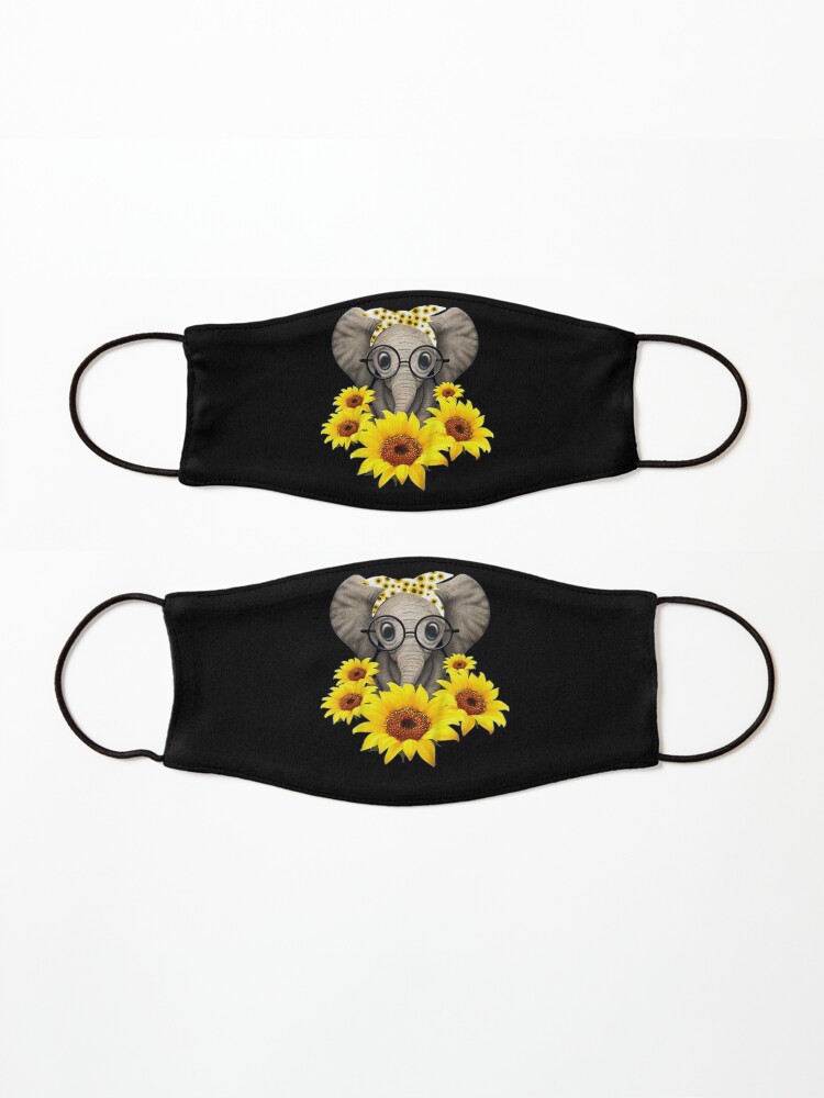 Alternate view of Cute Baby Elephant sunflower Glasses Mask