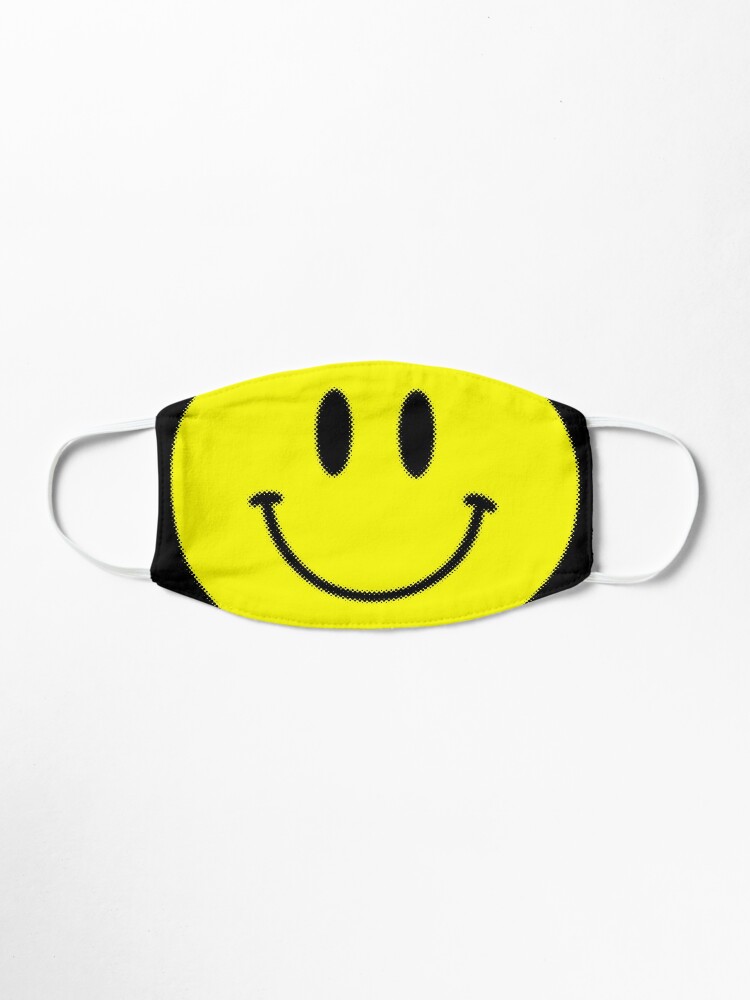 Download Acid Smiley Face Halftone Yellow Circle Black Outline Emoji Mask By Adamnicolson Redbubble PSD Mockup Templates