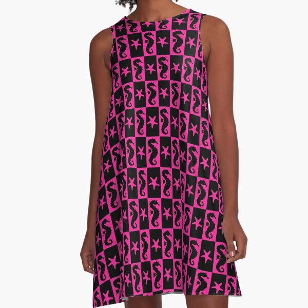 Pink Black Hippocampus Superstar  A-Line Dress