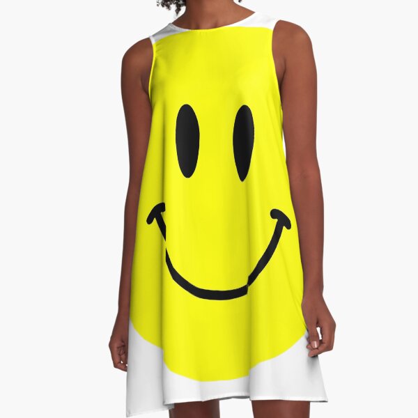 Acid Smiley Face :) Yellow happy face emoji A-Line Dress