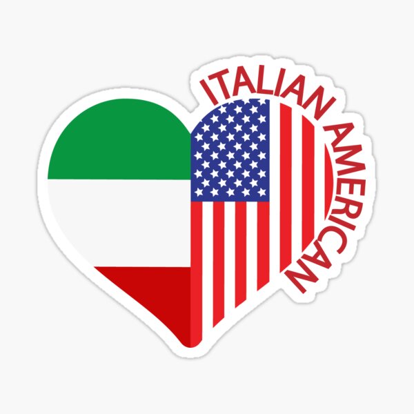 Italian American Italian Flag American Flag Heart Sticker