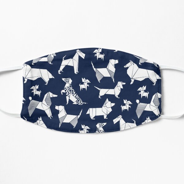 Origami doggie friends // oxford blue background paper Chihuahuas Dachshunds Corgis Beagles German Shepherds Collies Poodles Terriers Dalmatians Flat Mask
