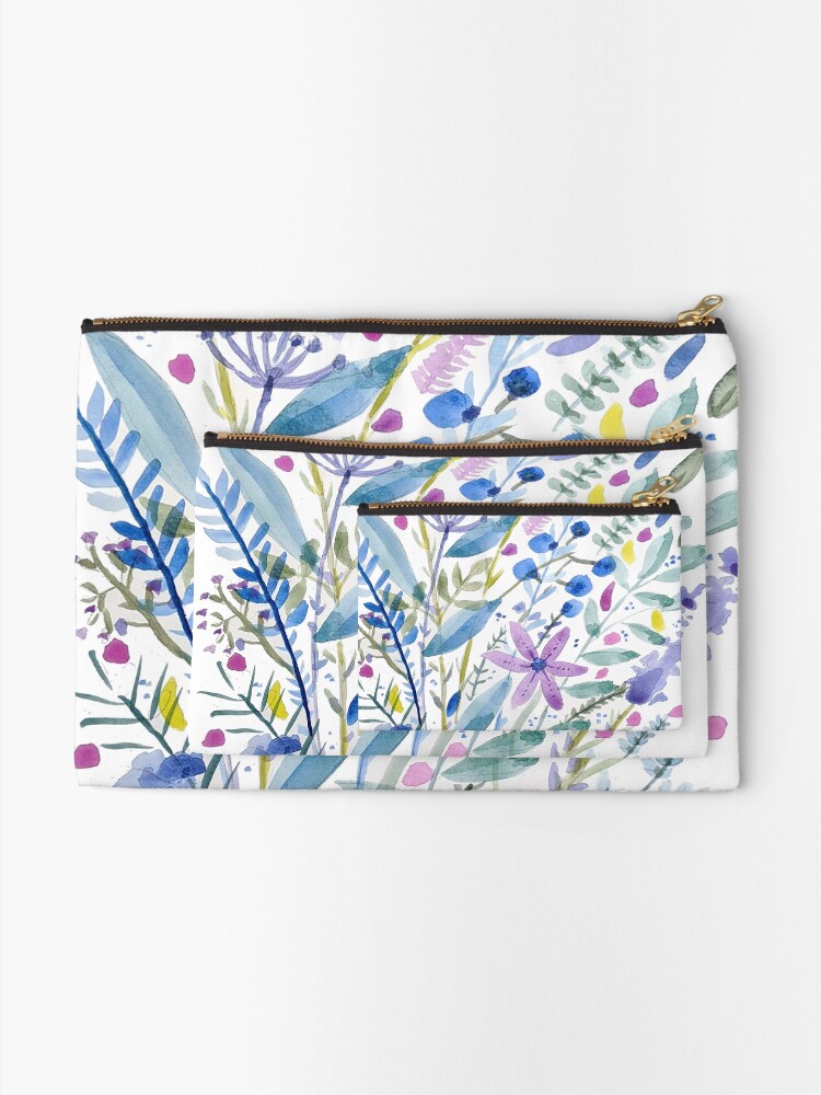 Alternate view of Flowers in Blue and Purple Zipper Pouch