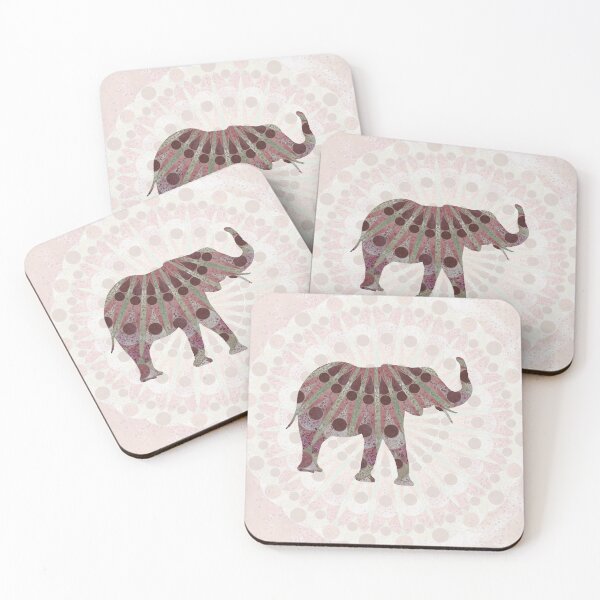 Item preview, Solitary Mandala Elephant in Brown and Pink designed and sold by WatersEdgeGal.
