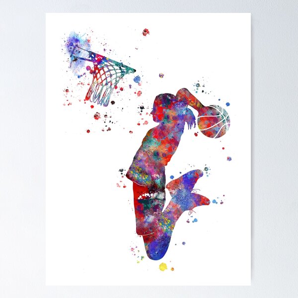 Michael Jordan, Sports Art Print, Basketball Poster, Kids Decor, Watercolor  Contemporary Abstract Drawing Print, Man Cave