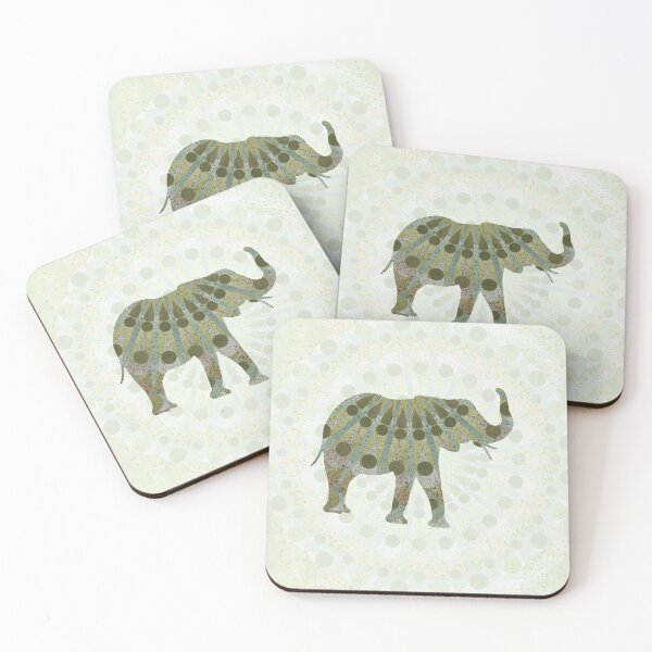 Item preview, Solitary Mandala Elephant in Greens designed and sold by WatersEdgeGal.