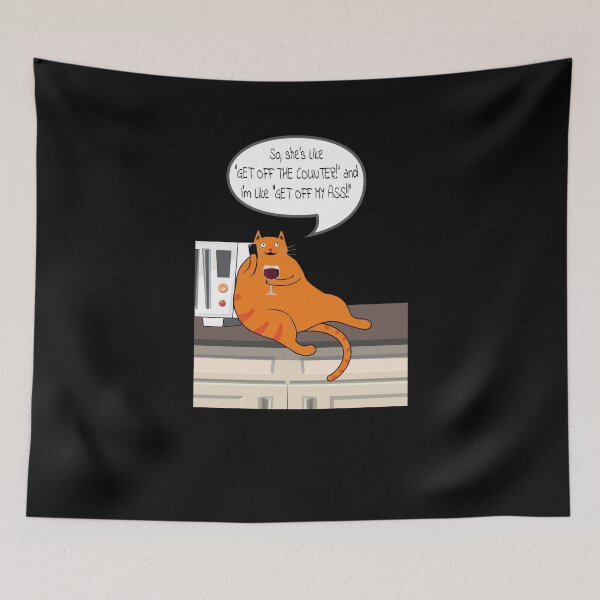 Item preview, Fat lazy Cat on Kitchen Counter with wine glass designed and sold by NeXore.