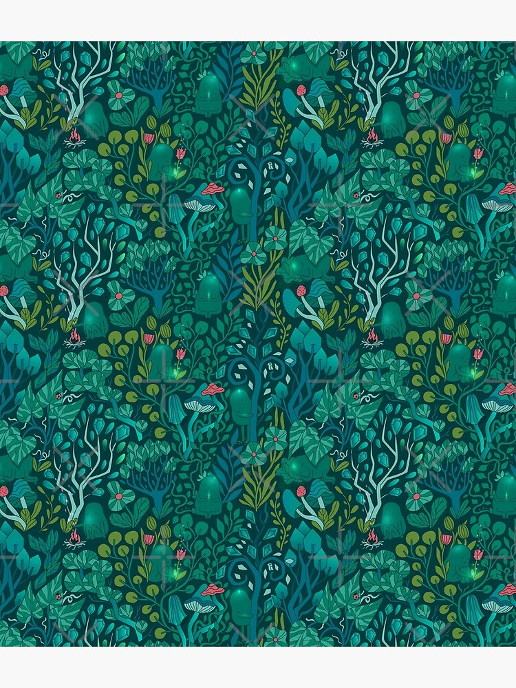 Emerald forest keepers. Fairy woodland creatures. Tree, plants and mushrooms by kostolom3000