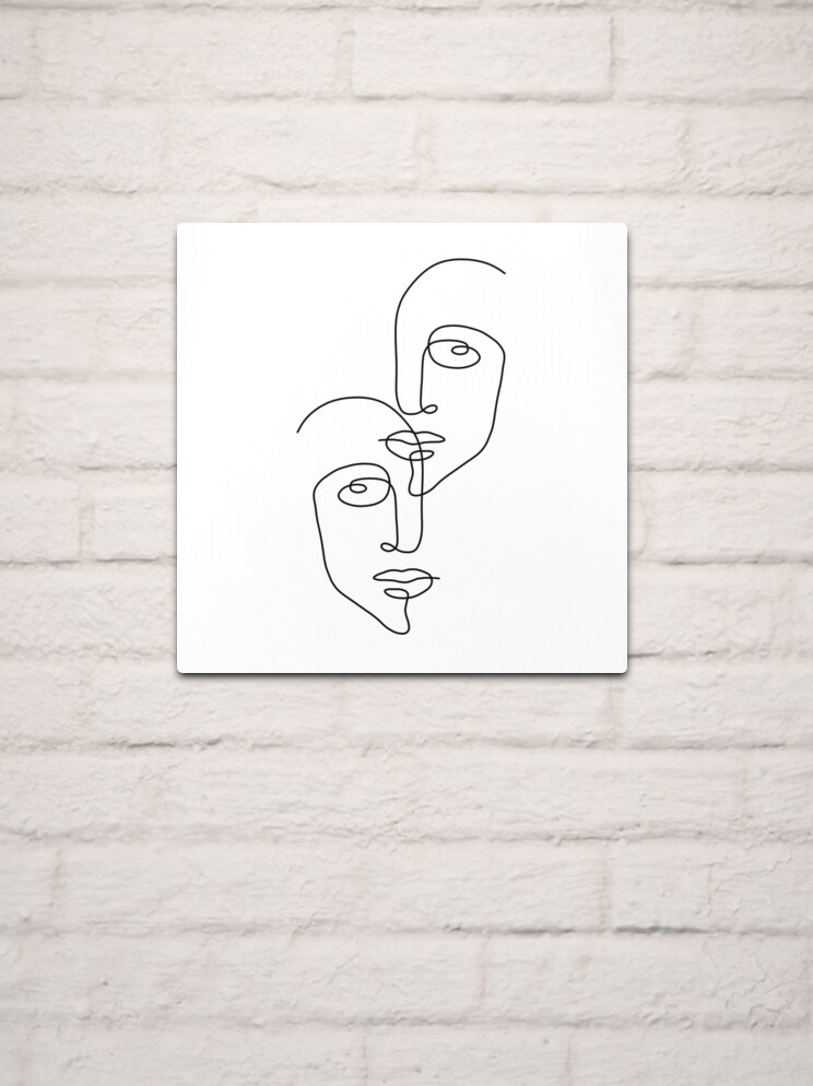 Two Faces Study Line Art Print