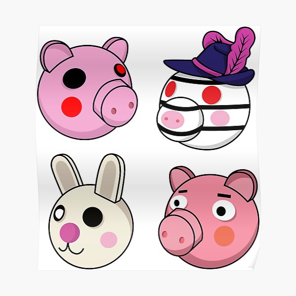 Piggy Stick Blood Poster By Carversimone Redbubble - bunny piggy drawing roblox anime