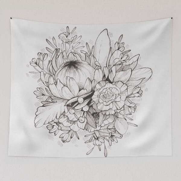 Item preview, Garden Cottage Aesthetic Flowers Hand Drawn  designed and sold by cueckermannart.
