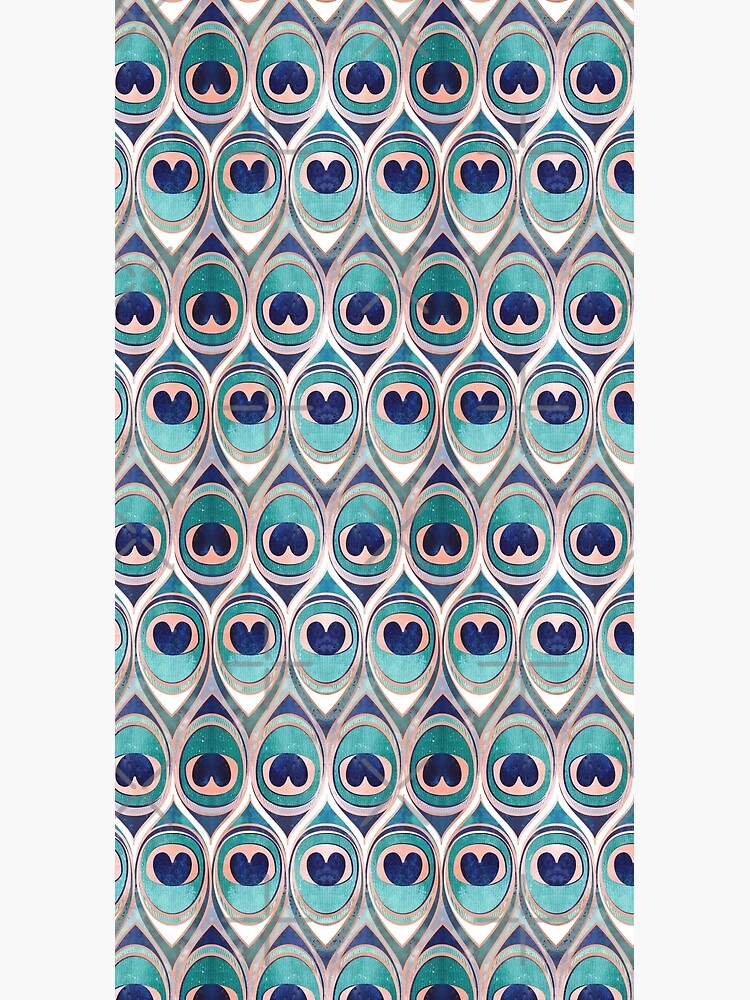 Peacock Feathers Eye // teal blue and metal coral rose by SelmaCardoso