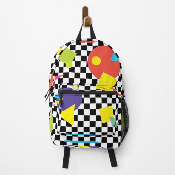 Item preview, Coloured Retro Shapes on Black and White Check - Retro Shapes #6 designed and sold by QuarterMoon.
