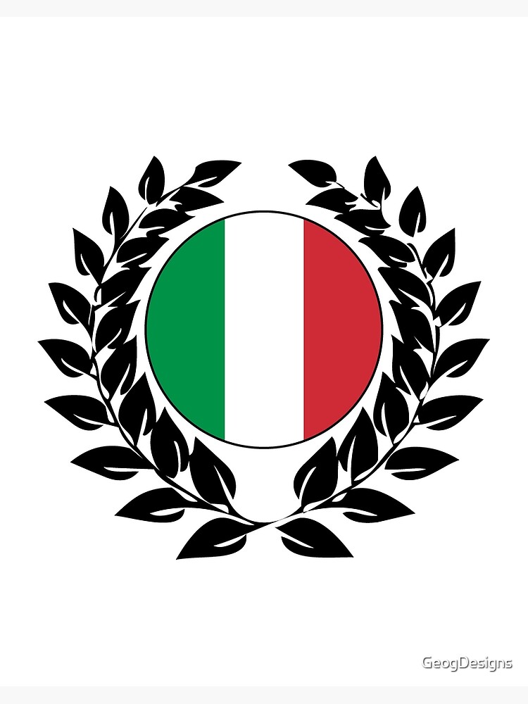 Galeriedruck mit Italien Flagge Fahne Lorbeerkranz italienisch Rom von  GeogDesigns