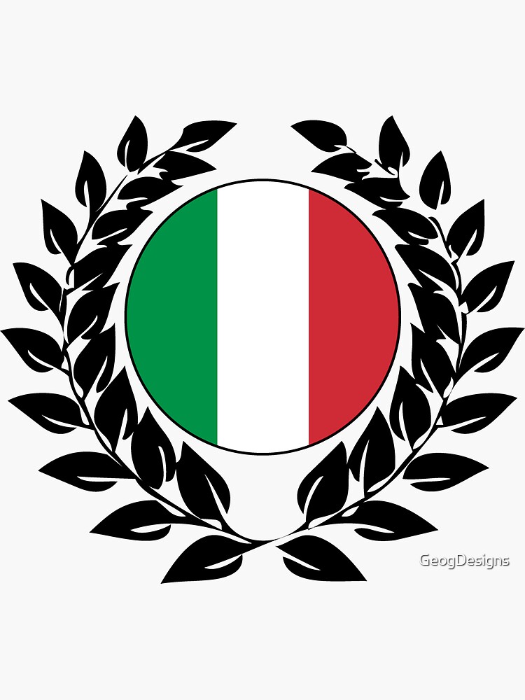 Sticker mit Italien Flagge Fahne Lorbeerkranz italienisch Rom von  GeogDesigns