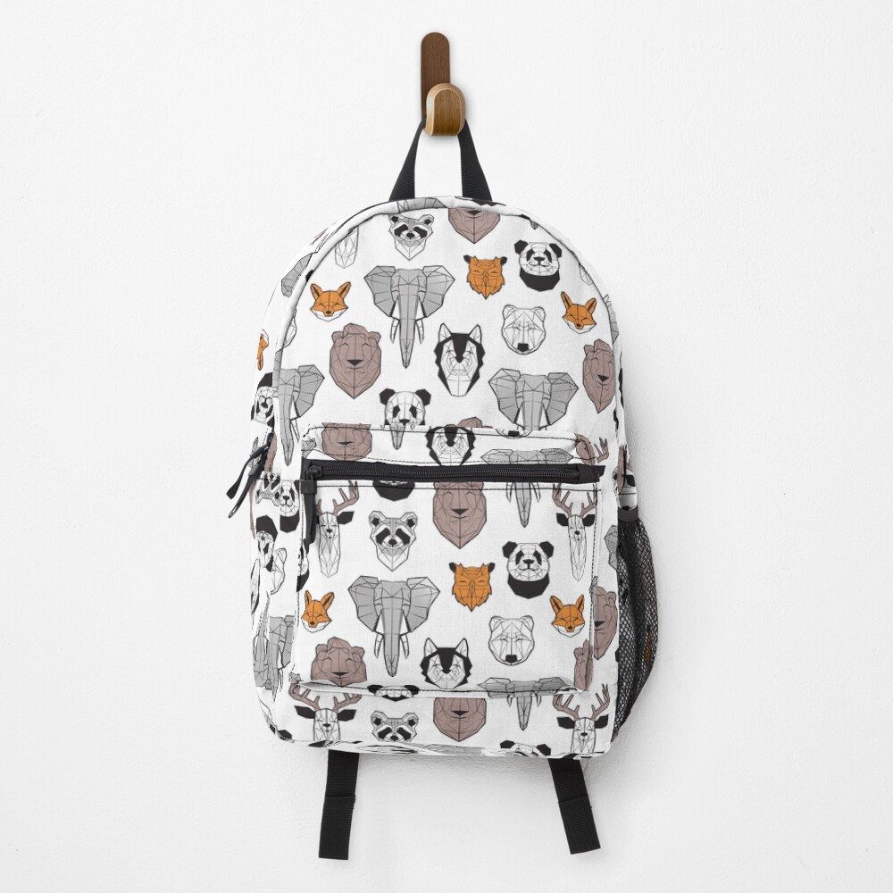 Friendly geometric animals // white background black and white orange grey and taupe brown animals Backpack