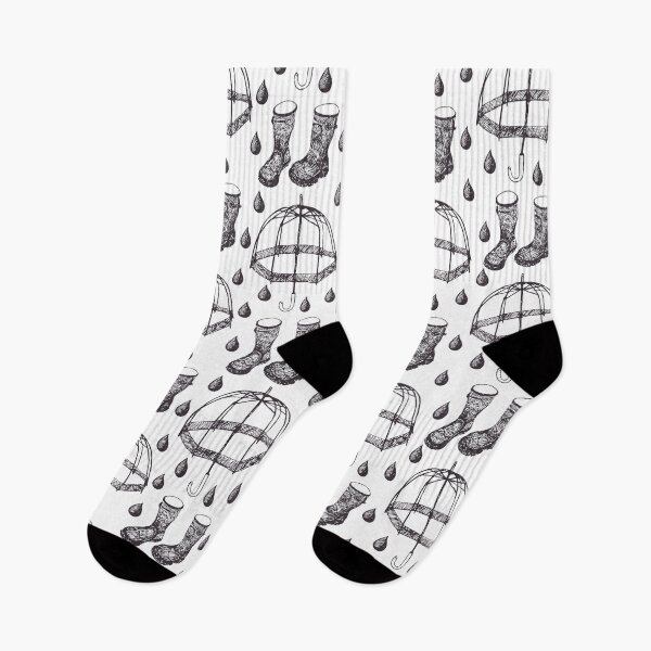 Item preview, Hand Drawn Umbrella and Rain Boots Pattern designed and sold by parazitgoodz.