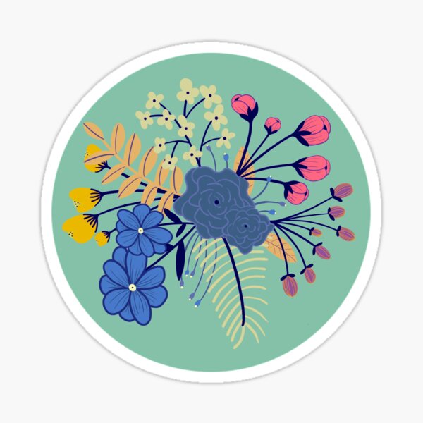 Teal/turquoise Modern Floral Sticker
