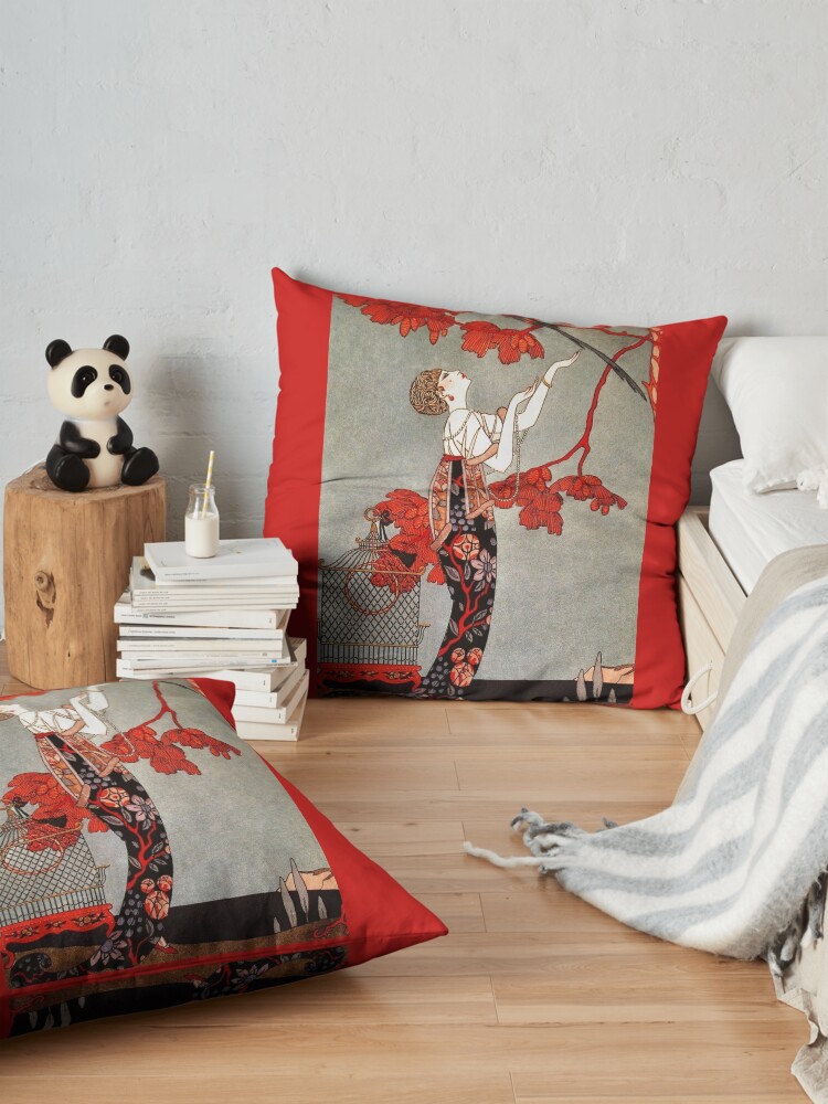 Alternate view of L'Oiseau Volage by George Barbier, 1914 Floor Pillow