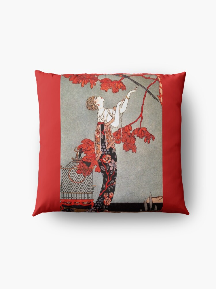 Alternate view of L'Oiseau Volage by George Barbier, 1914 Floor Pillow