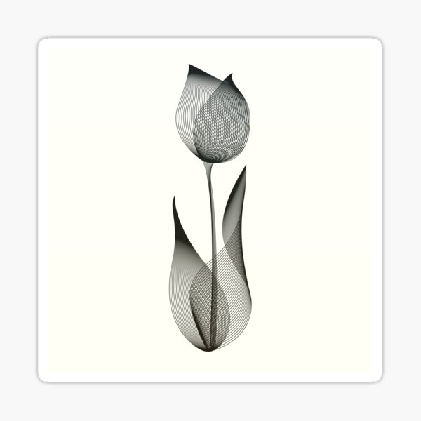 Modern and Elegant Moiré Effect Drawing of a Tulip with Light Background Sticker