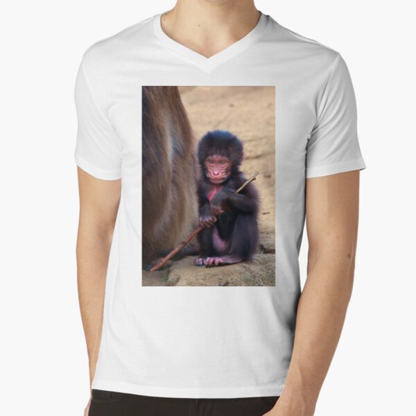 Baby Gelada Baboon V-Neck T-Shirt